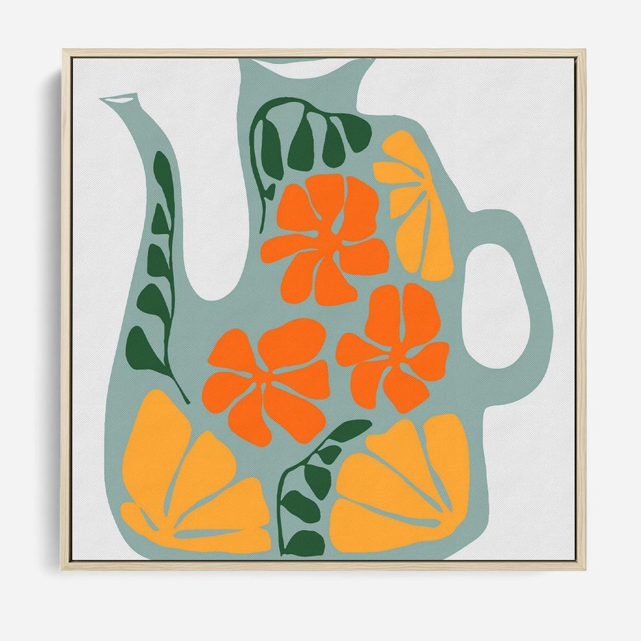 Obraz w ramie 80x80 - Kolorystyczna Ekspresja - czajnik, abstrakcja - rama drewno