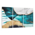 Obraz na płótnie 120x80 - Rozlane Turkusy - Turkusowe plamy, złote elementy