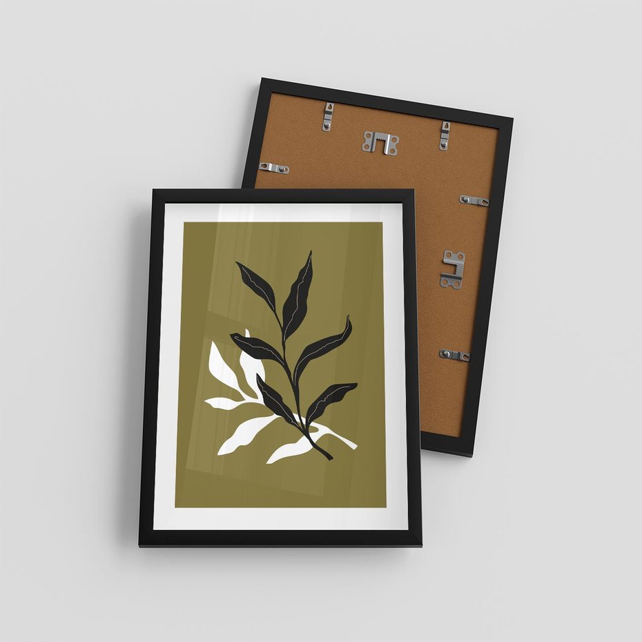 Plakat w ramie 30x40 - Wewnętrzne Odsłony - liście, gałązki - rama czarna