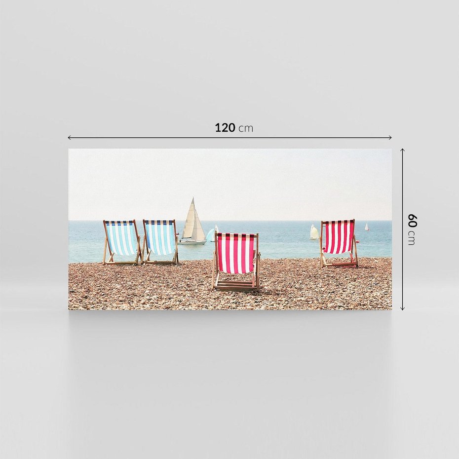 Obraz na płótnie 120x60 - Letnia retro bajka - fotografia, pasiaste leżaki