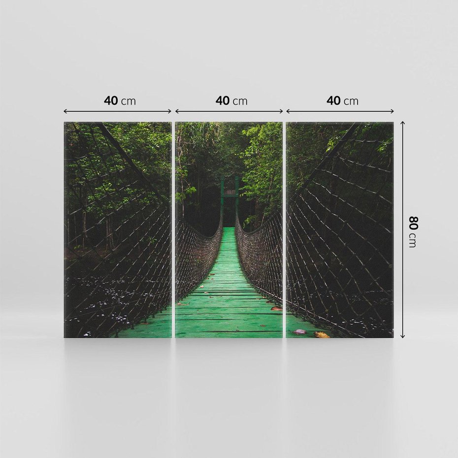 Obraz na płótnie 120x80 - Most linowy w lesie - most, linowy
