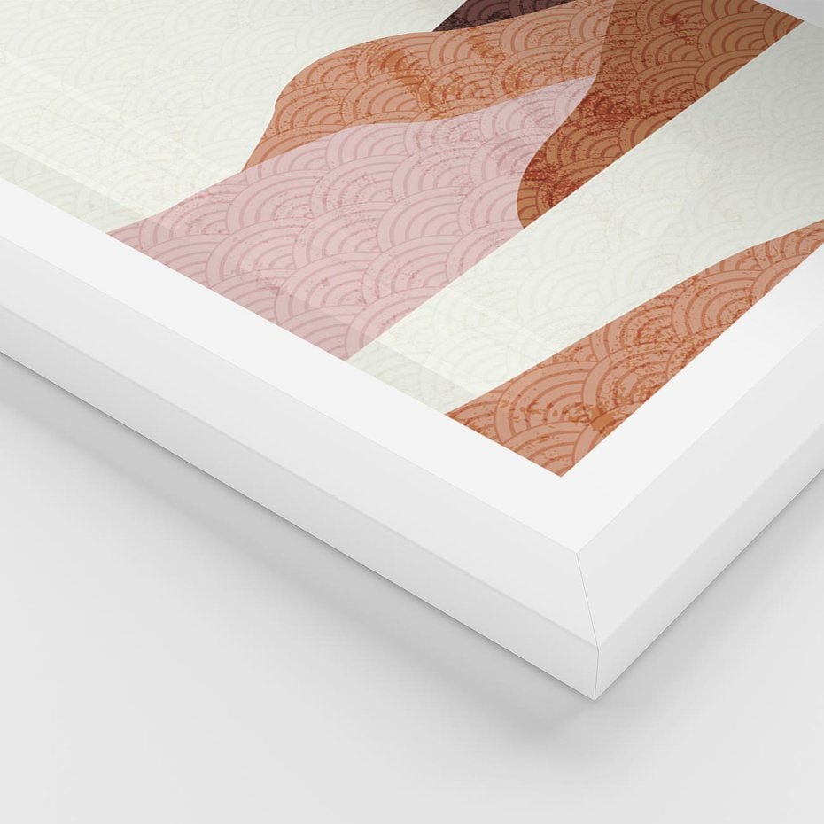 Plakat w ramie 30x40 - Górskie Wzory - nowoczesna sztuka, góry - rama biała