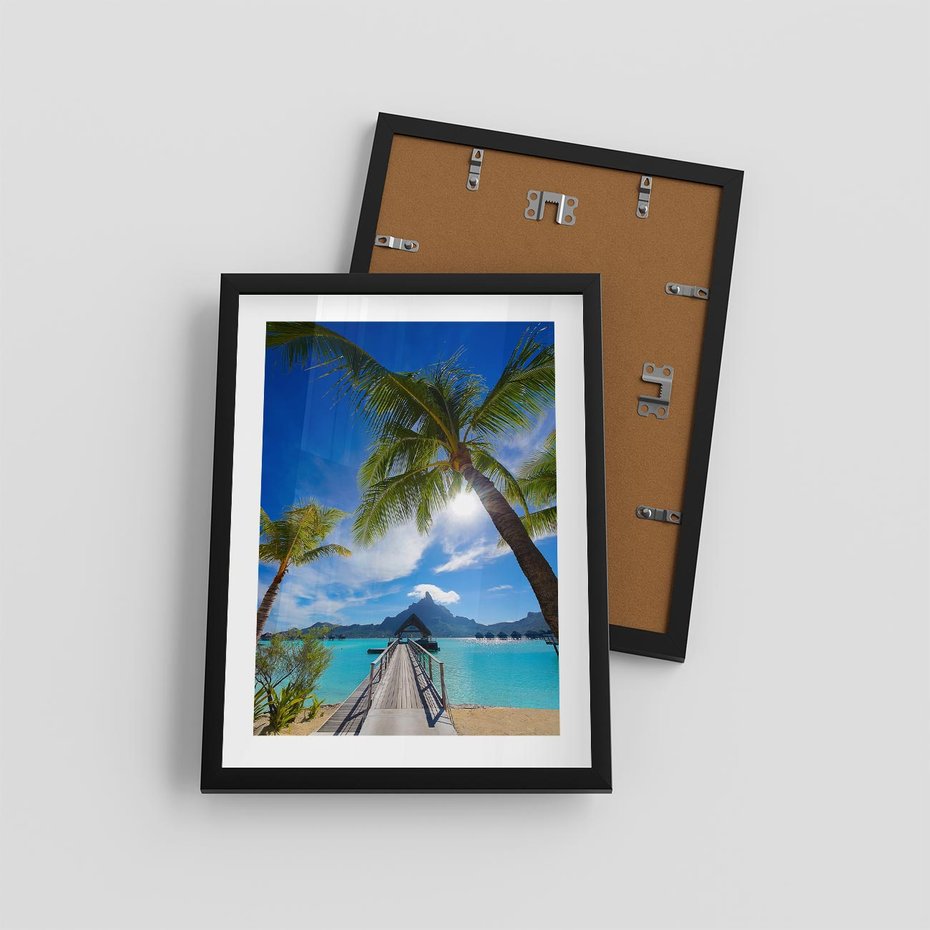 Plakat w ramie 30x40 - Tropikalne palmy nad oceanem - palmy, ocean - rama czarna