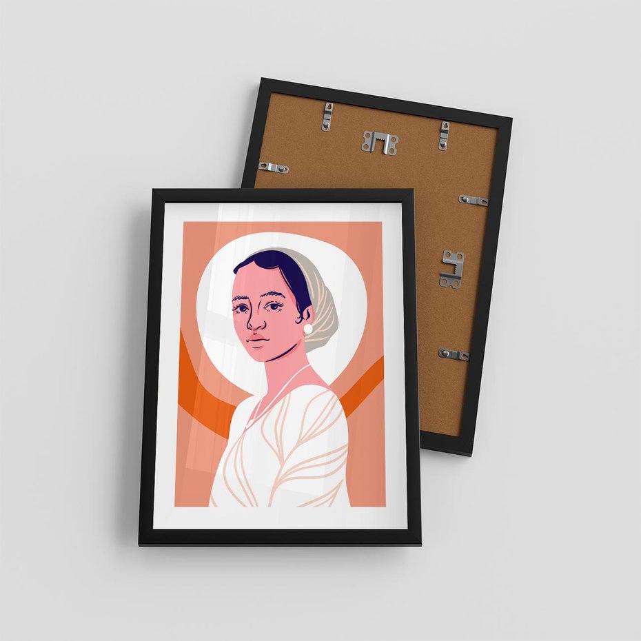 Plakat w ramie 30x40 - Kobieca Harmonia - nowoczesny plakat, styl retro - rama czarna