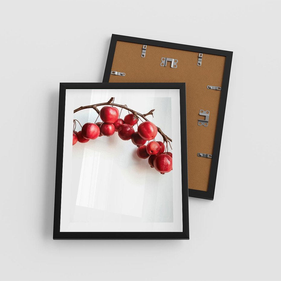 Plakat w ramie 40x50 - Jesienne Owoce - jarzębina, czerwone owoce - rama czarna