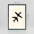 Plakat w ramie 50x70 - Kreatywne Echa - jaskółki, minimalizm - rama czarna