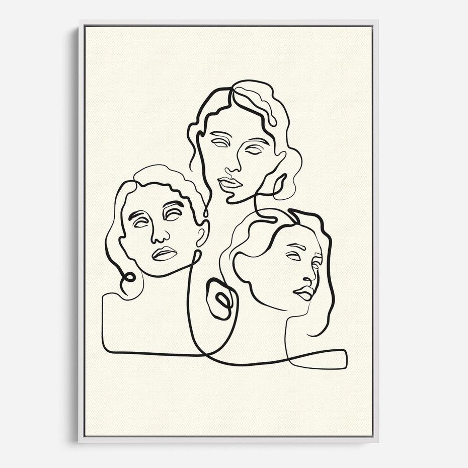 Obraz w ramie 80x120 - Trzy Kobiety - 3 kobiety, antyczny posag - rama biała