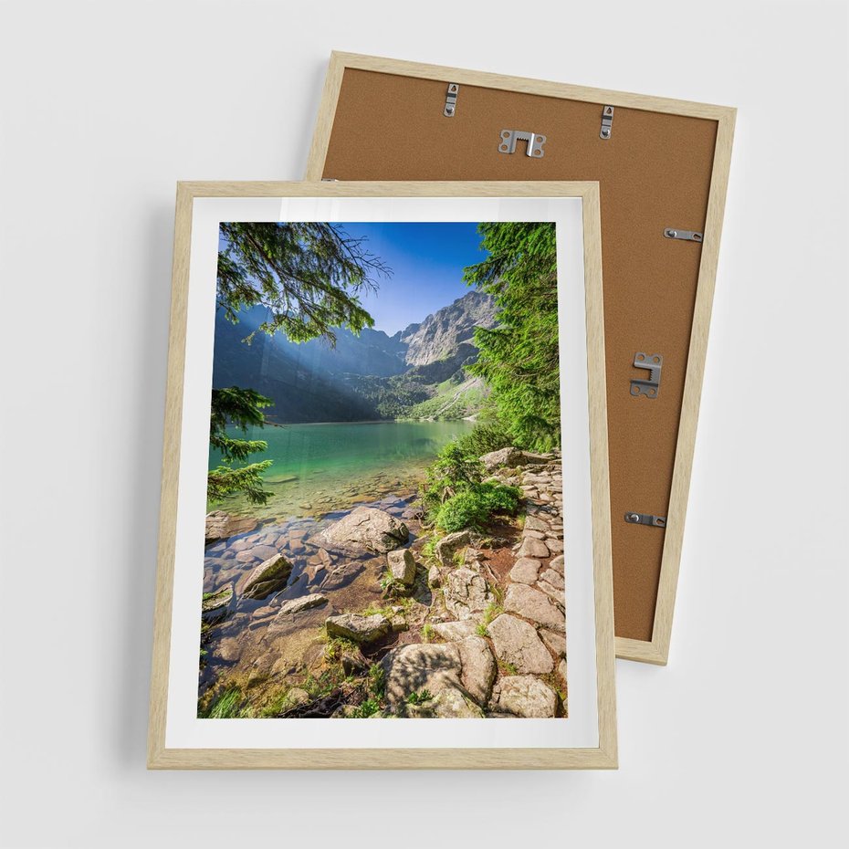 Plakat w ramie 50x70 - Mistyczna Przyroda - góry, jezioro - rama drewno
