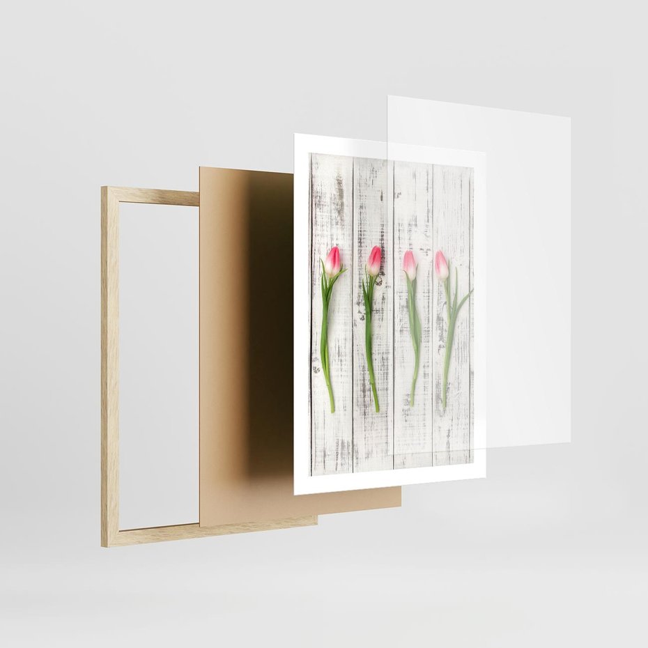 Plakat w ramie 50x70 - Kwintesencja Piękna - kwiaty, tulipany - rama drewno