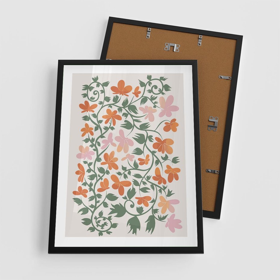 Plakat w ramie 50x70 - Kwiatowa Refleksja - kwiaty polne, plakat - rama czarna