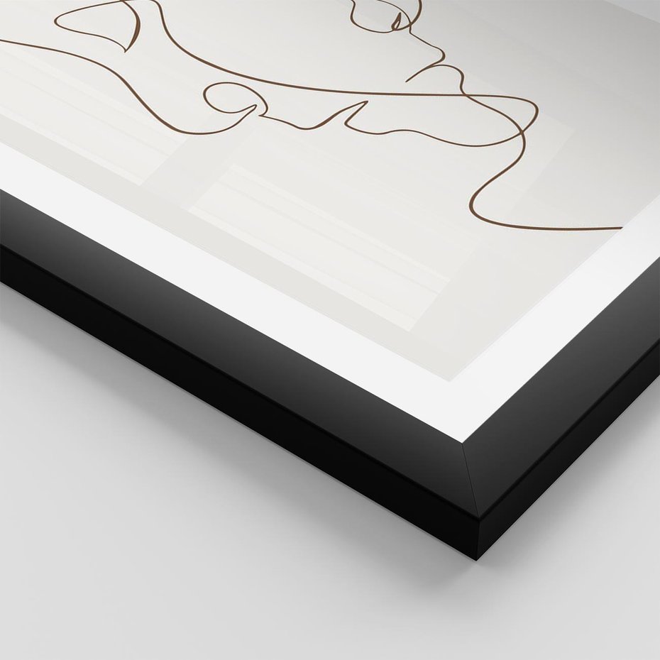 Plakat w ramie 40x50 - Jedna Linia, Dwie Twarze - minimalistyczny plakat, dwie twarze - rama czarna