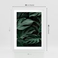 Plakat w ramie 30x40 - Zielone Liście Monstery w Dżungli - zielone liście monstery, dżungla - rama biała