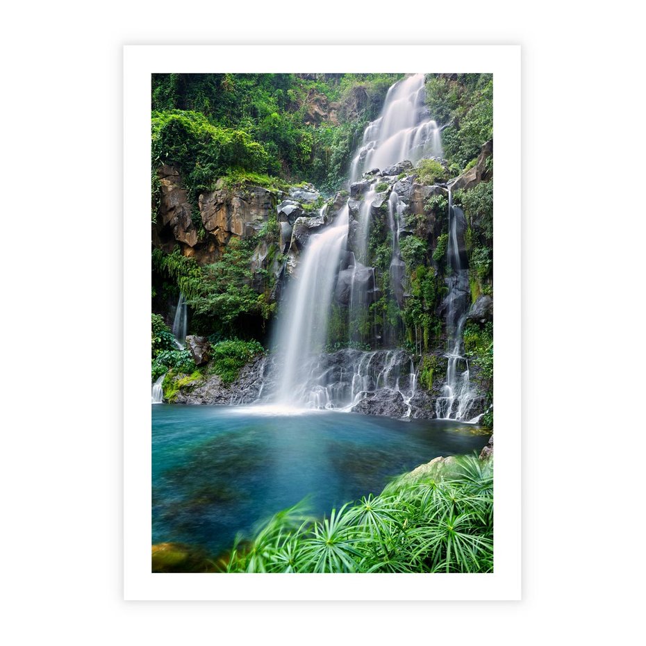 Plakat bez ramy 50x70 - Tropikalny Wodospad - wodospad, tropikalny