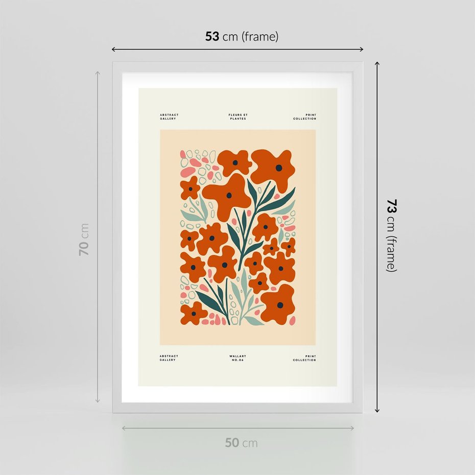 Plakat w ramie 50x70 - Refleksje Kolorowych Tajemnic - kwiaty, kompozycja - rama biała