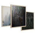 Zestaw obrazy w ramie 30x40 galeria - Jeleń, mglisty, las, skandynawski - rama drewno