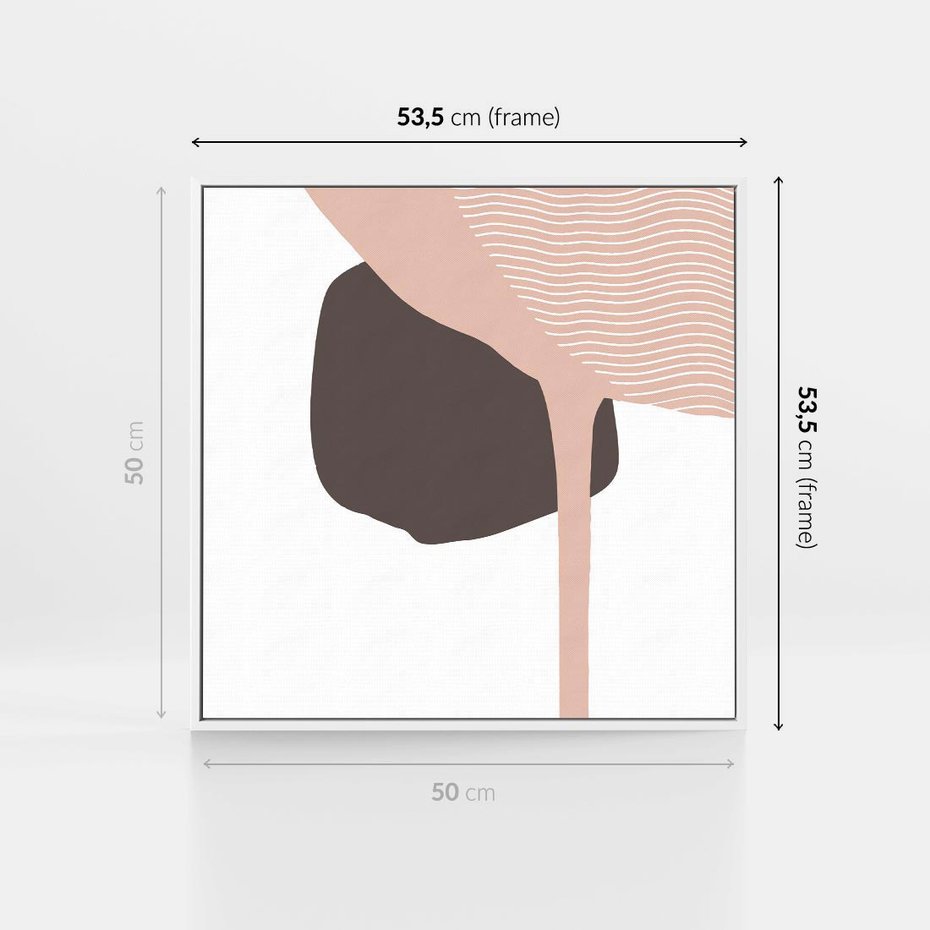 Obraz w ramie 50x50 - Wibracje Odbić Plam - abstrakcyjny obraz, rozlewające się plamy - rama biała