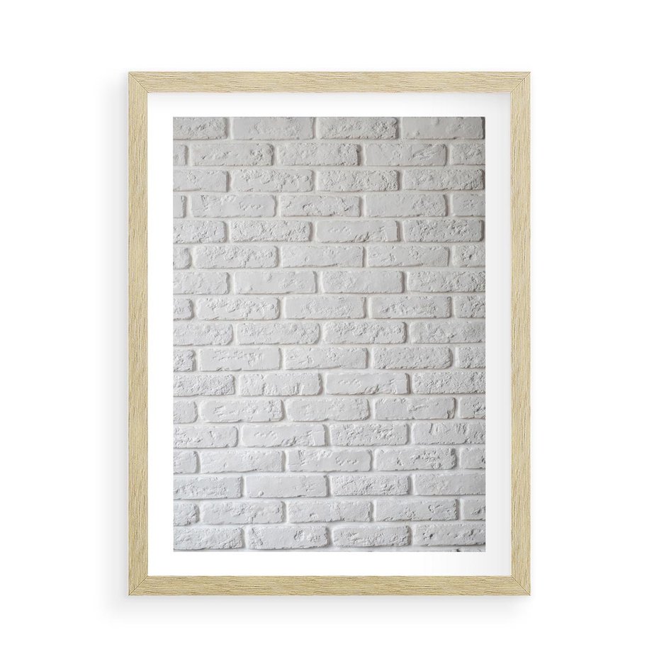 Plakat w ramie 50x70 - Wymiarowa Struktura - ściana, cegła - rama drewno