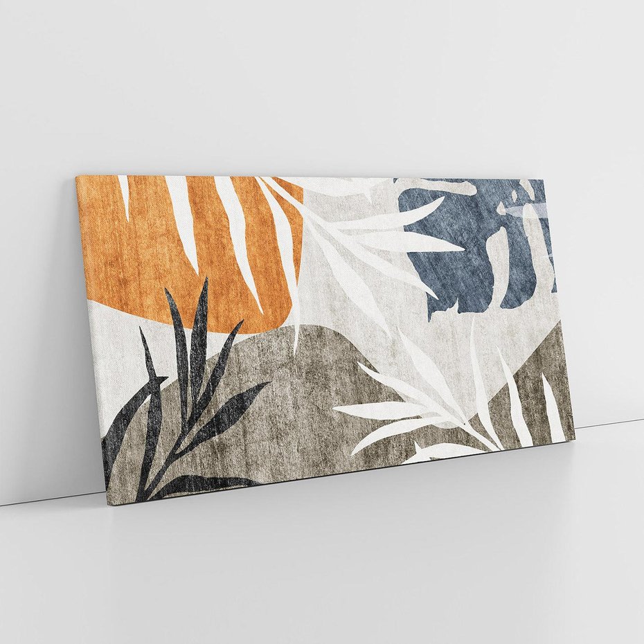 Obraz na płótnie 120x60 - Oddechy ciszy i ruchu - rzut liści palmy, monstery