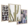 Zestaw obrazy w ramie 40x50 galeria - Kaktusy, liście, boho - rama drewno