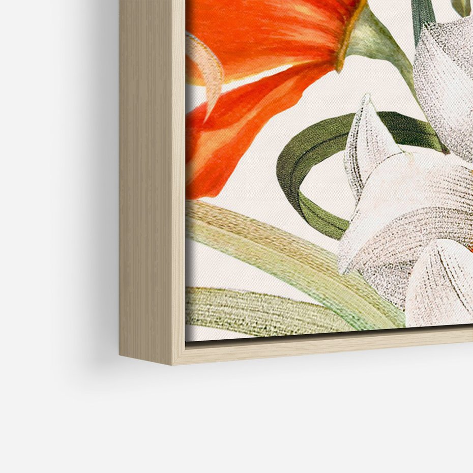 Obraz w ramie 80x120 - Polne Kwiaty - polne kwiaty, na białym tle - rama drewno