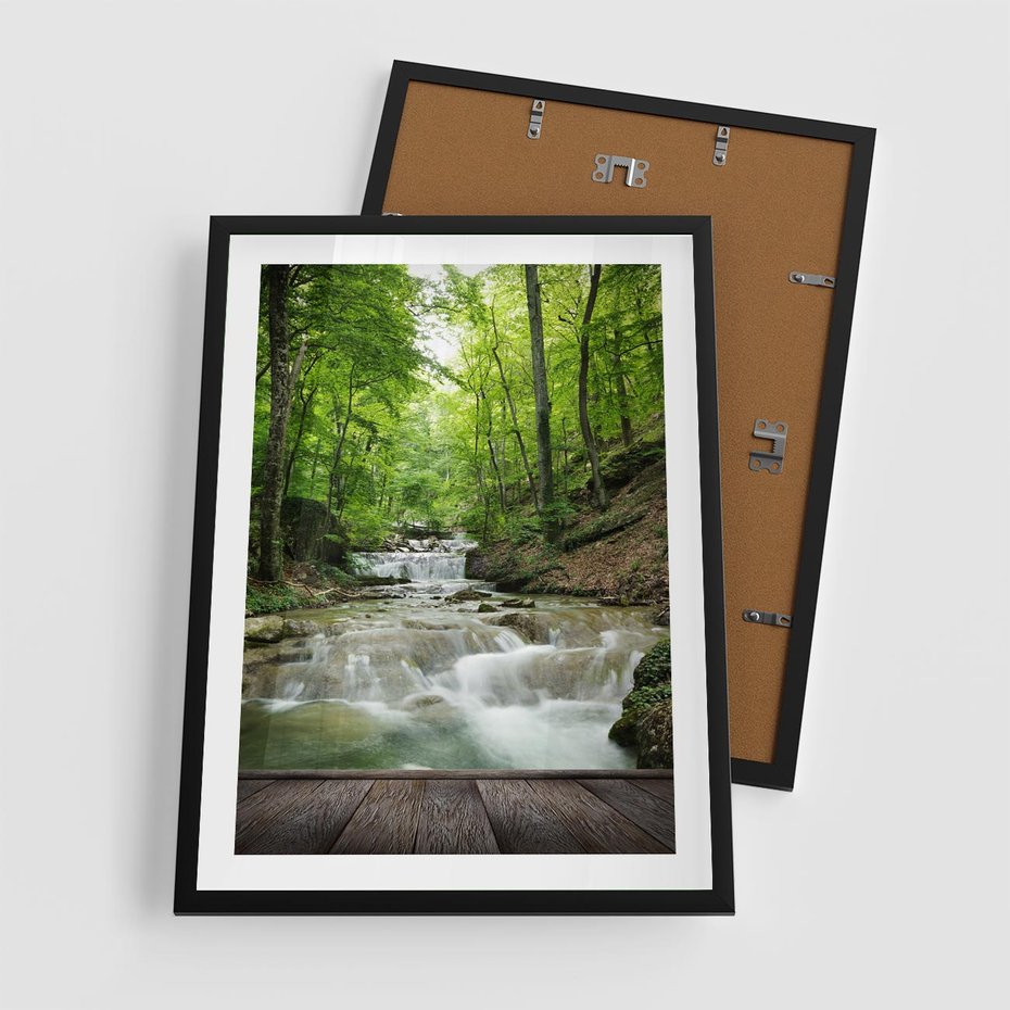 Plakat w ramie 50x70 - Plączący się strumień - rzeka, strumień - rama czarna