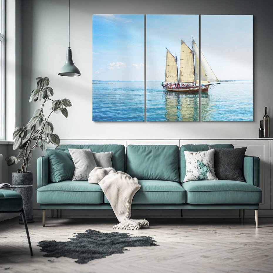 Obraz na płótnie 120x80 - Żaglowiec na morzu - statek, żagowiec