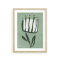 Plakat w ramie 30x40 - Objęcia Zieleni - zielona abstrakcja, zgaszona zieleń - rama drewno