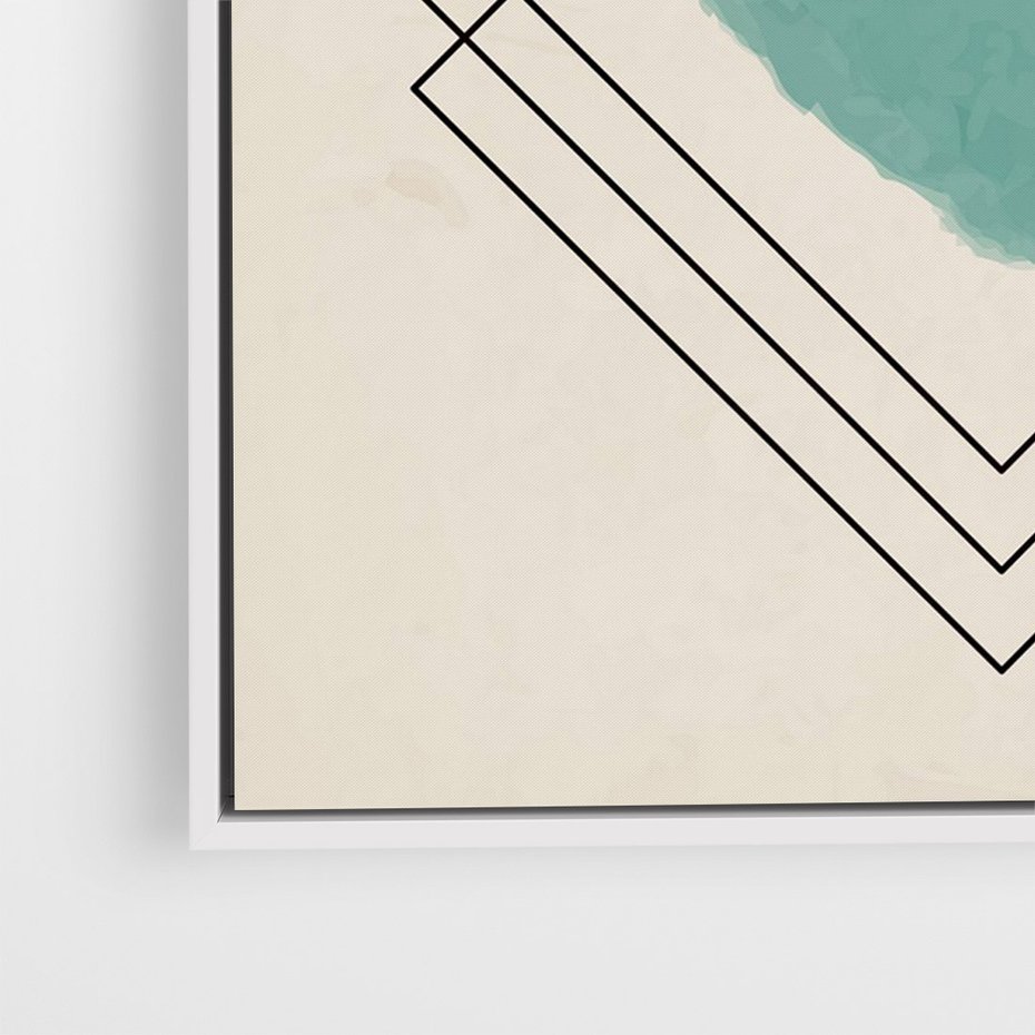 Obraz w ramie 50x70 - Impresje Przestrzeni - akwarelowa plama, geometryczne szkicowane kształty - rama biała