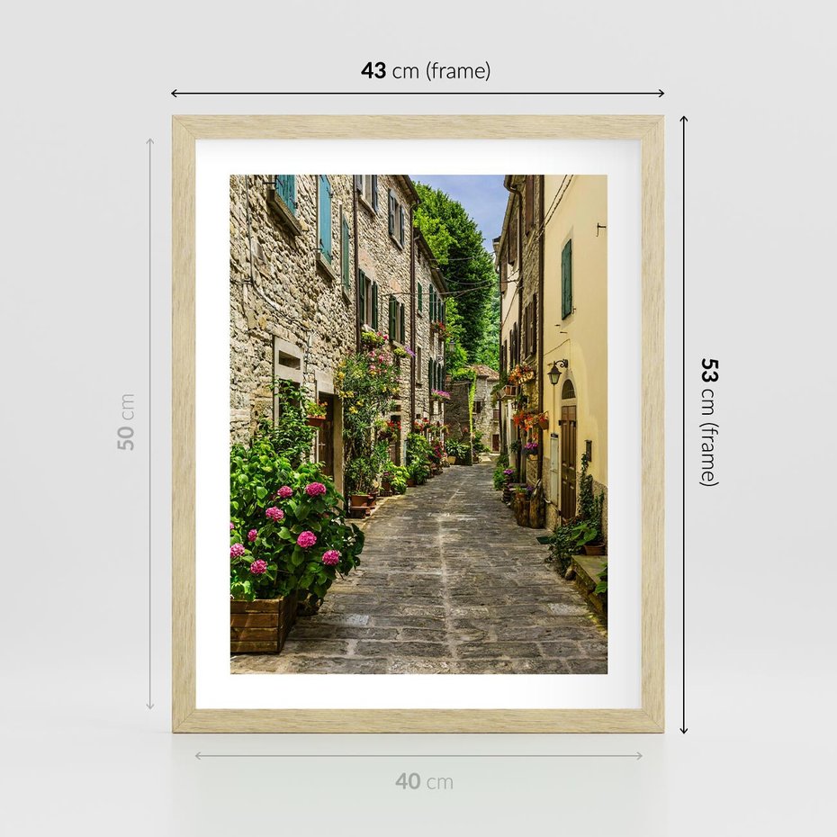 Plakat w ramie 40x50 - Spacer po Złotej Alei - uliczka, perspektywa - rama drewno