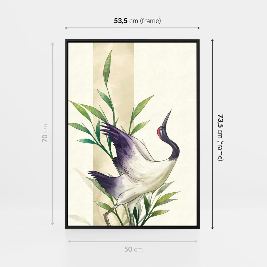 Obraz w ramie 50x70 - Migocące Ptaki - japońska sztuka, ptak - rama czarna