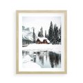Plakat w ramie 40x50 - Urok Zimowego Krajobrazu - domek w górach, zima - rama drewno