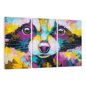 Obraz na płótnie 120x80 - Przebudzenie snu artysty - zbliżenie, kolorowy portret szopa pracza