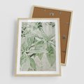 Plakat w ramie 50x70 - Jasnozielone Liście w Kompozycji - liście, jasna zieleń - rama drewno