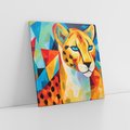 Obraz na płótnie 70x70 - Dzikie Piękno - abstrakcyjny portret geparda, intensywne kolory