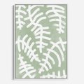 Obraz w ramie 70x100 - Oaza Zieleni - zielona abstrakcja, zgaszona zieleń - rama biała