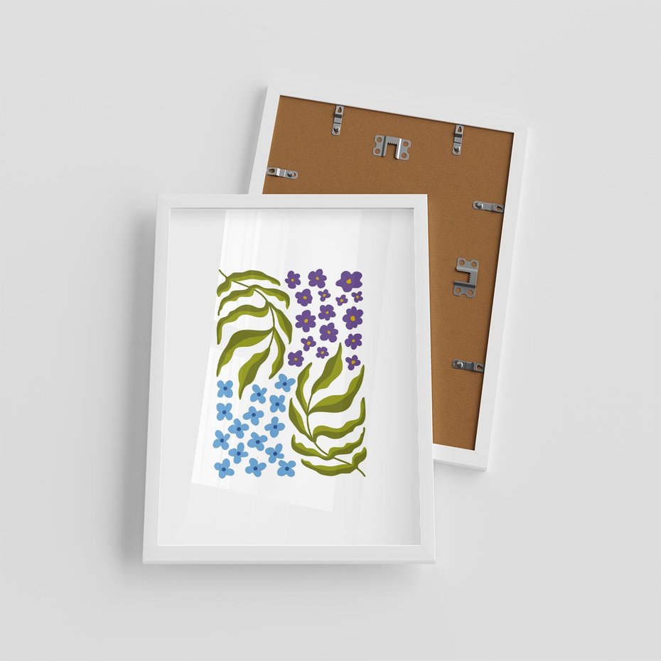 Plakat w ramie 30x40 - Księga Kształtów Bez Granic - kwiaty, sztuka nowoczesna - rama biała