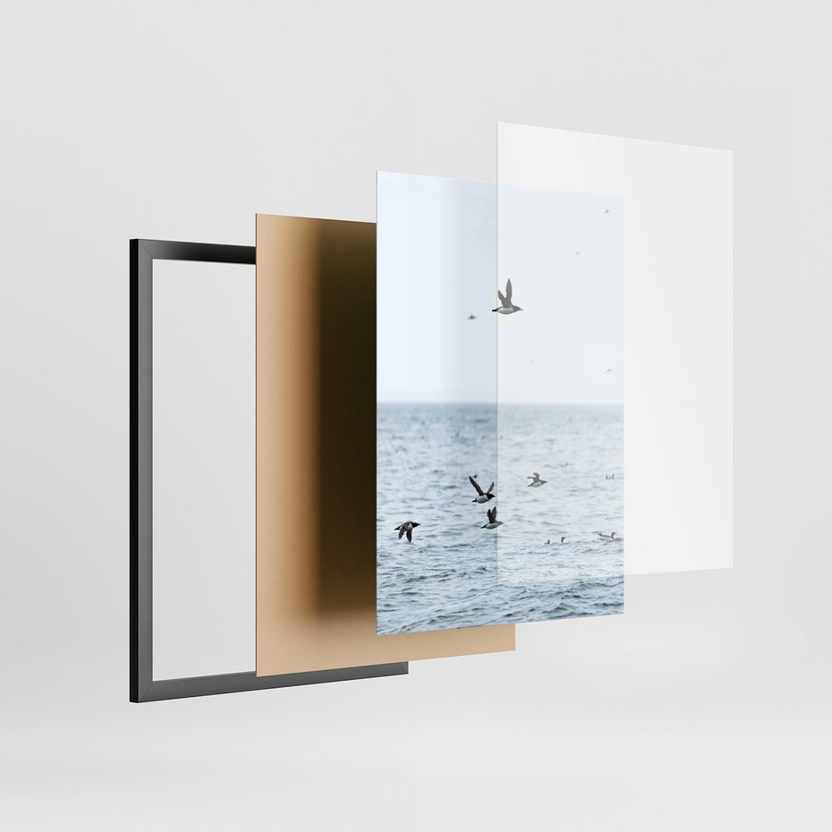Zestaw obrazy w ramie 30x40 galeria - Morze, łodzie, ptaki, nostalgia - rama czarna