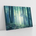 Obraz na płótnie 120x80 - Mistyczny las w mgle - las, mgła