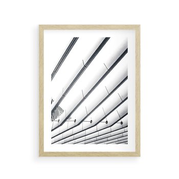 Plakat w ramie 50x70 - Czarno-Biała Fotografia Architektury - nowoczesna architektura, bialo czarny - rama drewno