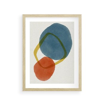 Plakat w ramie 30x40 - Modernistyczna Abstrakcja: Kolorowe Plamy - abstrakcja, modern - rama drewno