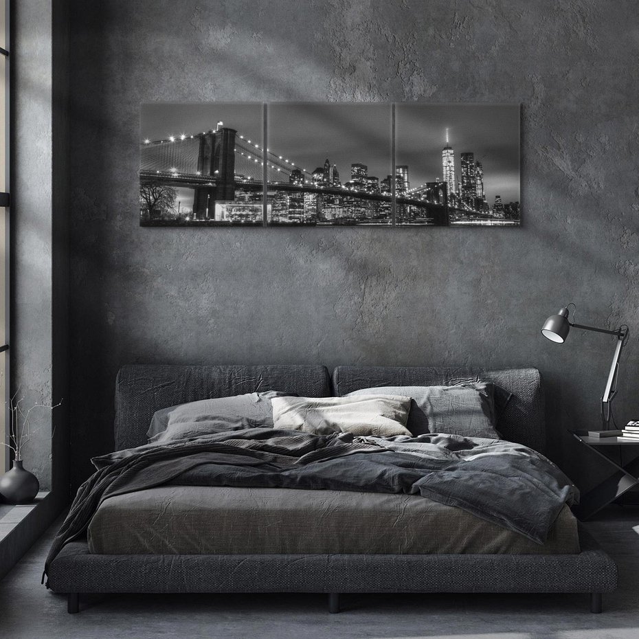 Obraz na płótnie 90x30 - Miasto, które nie Śpi - most, Nowy Jork