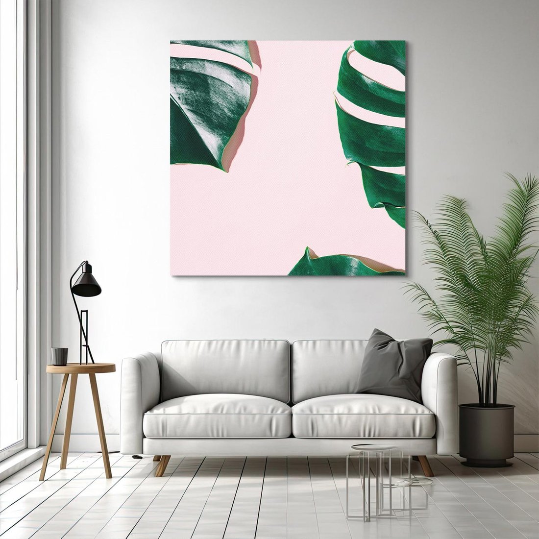 Obraz na płótnie 40x40 - Siła Natury - liście, monstera