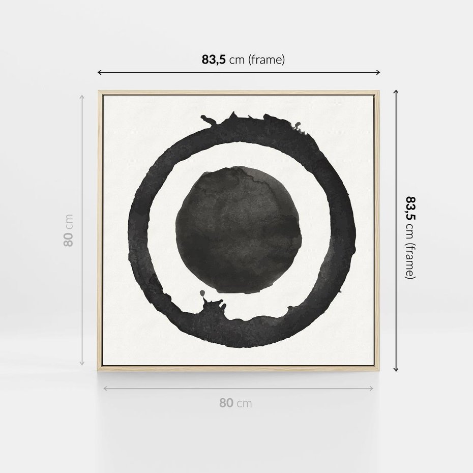 Obraz w ramie 80x80 - Harmonijne Emocje - abstrakcyjne plamy okręgi, akwarelowe - rama drewno