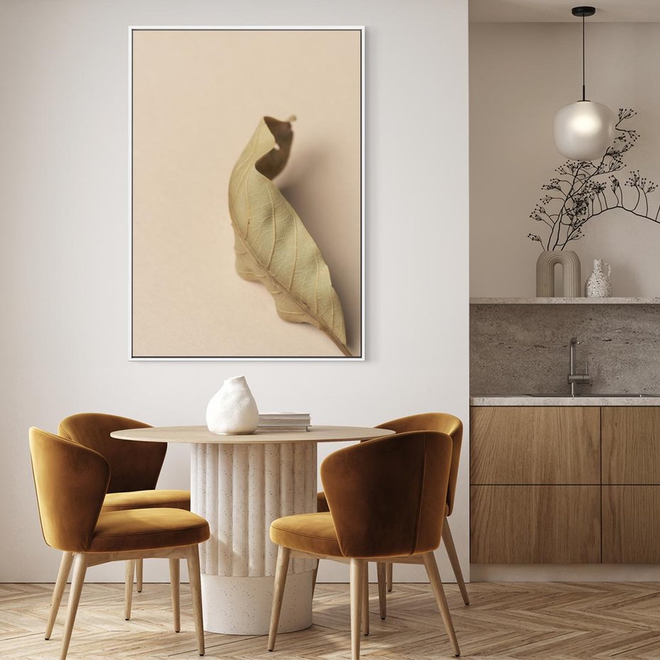 Obraz w ramie 70x100 - Boho suszone liście - suszony, liść - rama biała