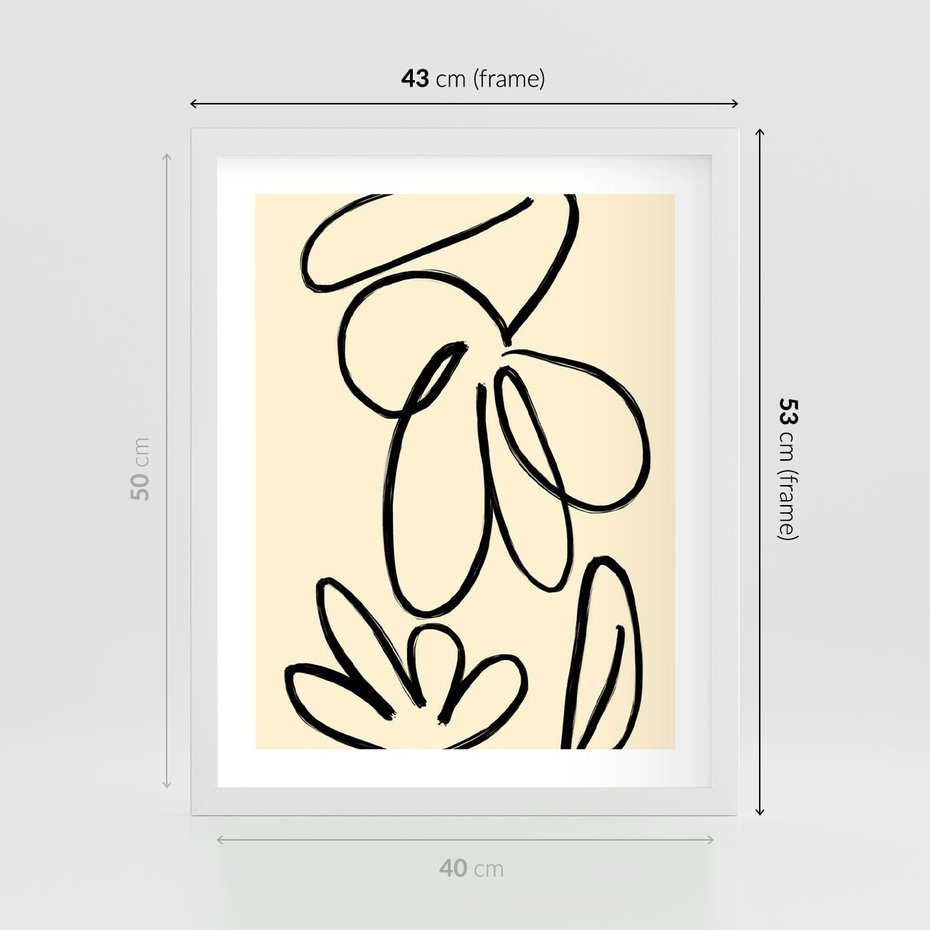 Plakat w ramie 40x50 - Złamane Granice - abstrakcyjna sztuka, przypominająca kwiat - rama biała