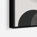 Obraz w ramie 50x50 - Przenikająca Rzeczywistość - abstrakcyjna kompozycja, okręgi i półokręgi - rama czarna