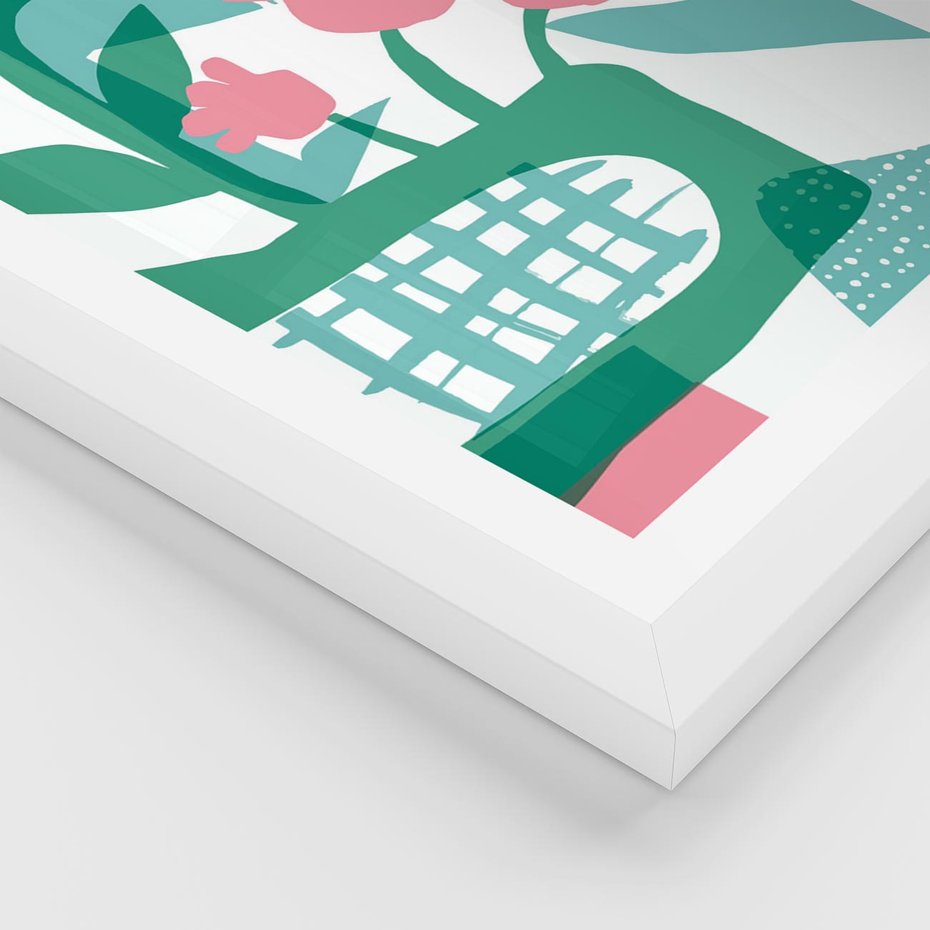 Plakat w ramie 30x40 - Harmonijne Plamy - abstrakcyjne pastelowe kwiaty, nowoczesna sztuka - rama biała