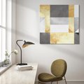 Obraz na płótnie 60x60 - Marmur w Geometrycznych Kształtach - geometryczne linie, złoto i szarość