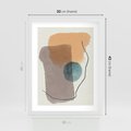 Plakat w ramie 30x40 - Rozkwitająca Akwarelowa Inspiracja - geometryczne elementy, stonowane ziemiste kolory - rama biała