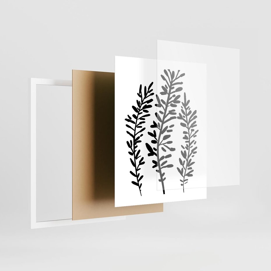 Plakat w ramie 40x50 - Spokojne Wiatrem Uginane - szkic, czarno biały - rama biała
